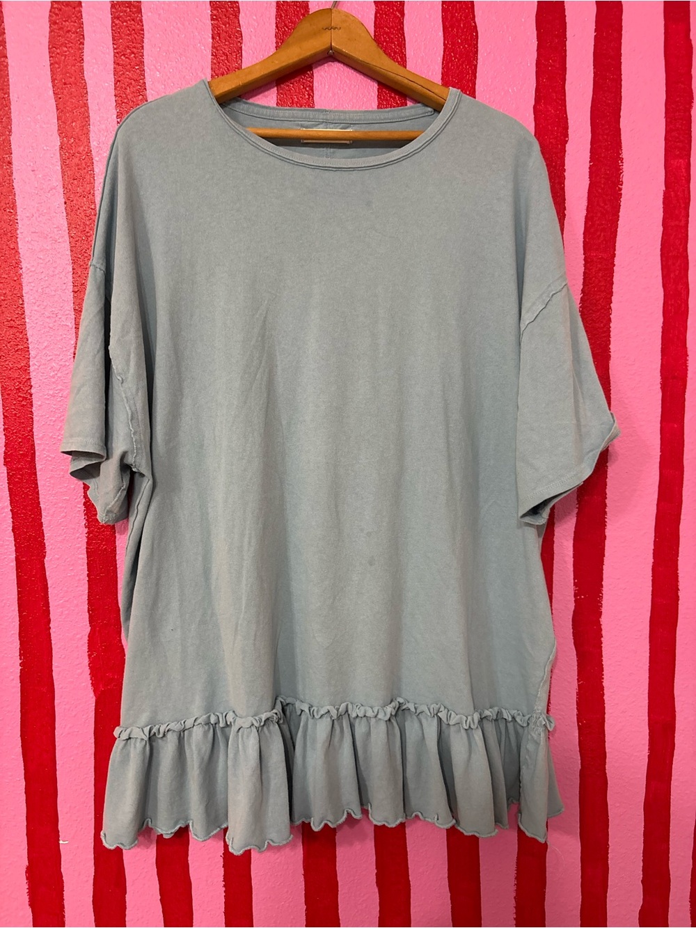 Women's Teal Ruffle-Hem Tee